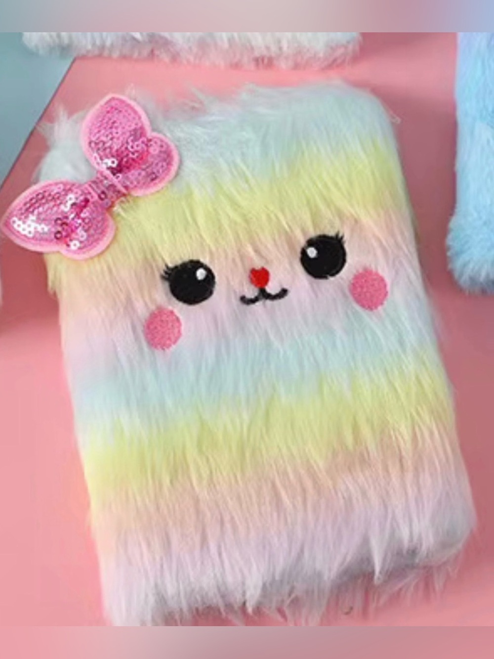 Rainbow Fuzzy Kitten Journal - NWT - Ruled 4โx3โ No Cancels